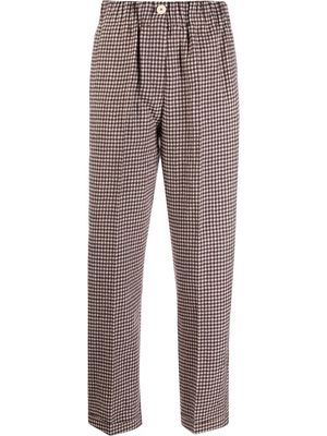 Alysi check-pattern straight-leg trousers - Brown