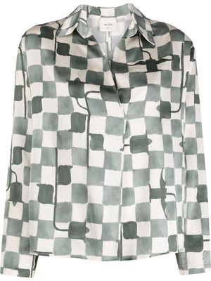ALYSI checkerboard-print satin blouse - Green