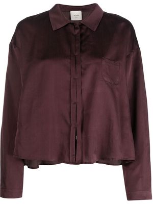 Alysi chest pocket satin shirt - Purple
