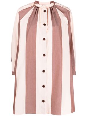 Alysi cotton stripe-pattern dress - Neutrals