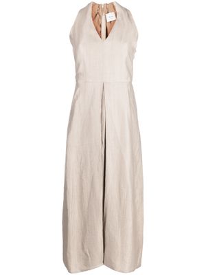 Alysi cotton v-neck dress - Neutrals