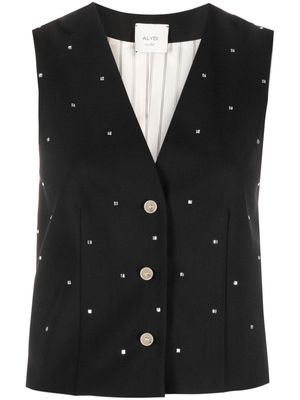 Alysi crystal-embellished button-up vest - Black
