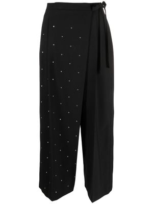 Alysi crystal-embellished wrap trousers - Black