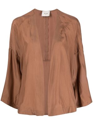 Alysi draped silk blouse - Brown
