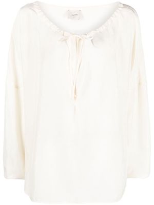 Alysi drawstring-collar silk blouse - Neutrals
