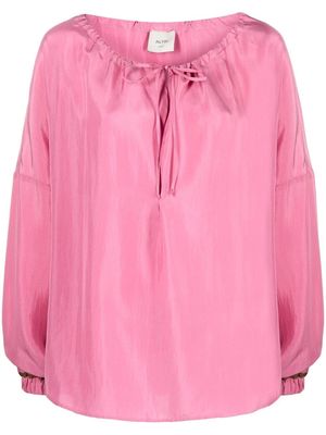 Alysi drawstring-collar silk blouse - Pink