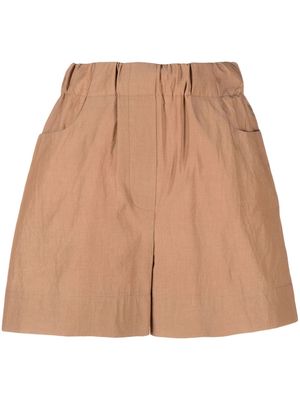 Alysi elasticated-waist cotton shorts - Brown