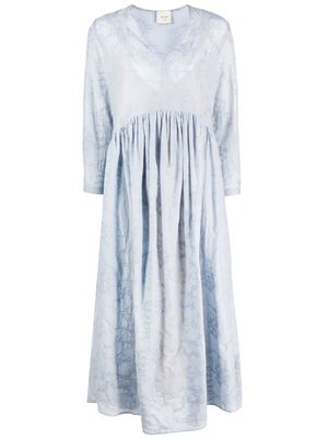 Alysi embroidered design dress - Blue