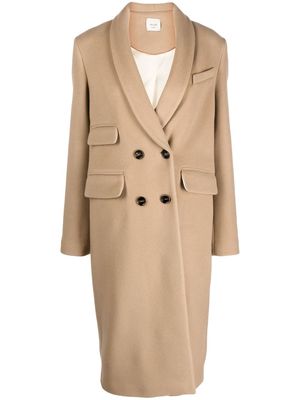 Alysi fitted double-breasted button coat - Brown