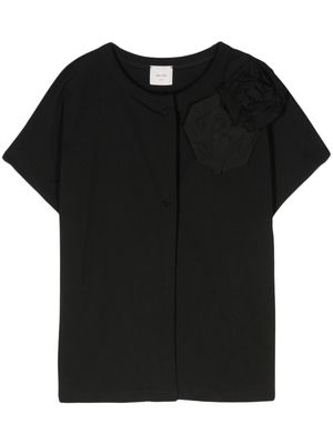 Alysi floral-appliqué cotton T-shirt - Black