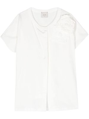 Alysi floral-appliqué cotton T-shirt - White