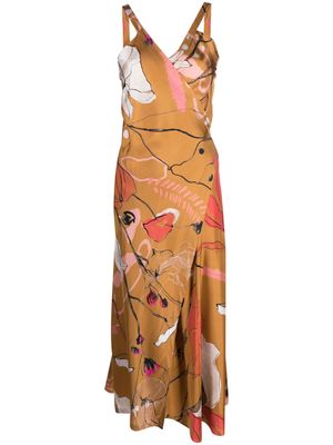 Alysi floral-print silk dress - Brown