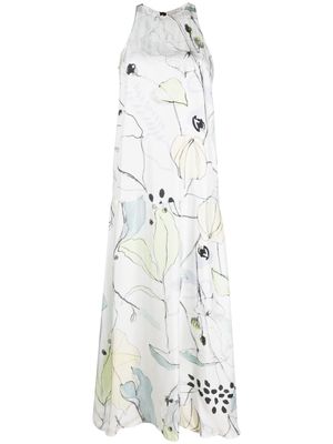 Alysi floral-print silk dress - White