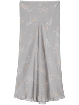 Alysi floral-print silk maxi skirt - Grey