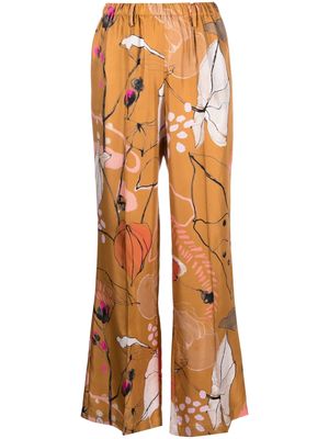 Alysi floral-print silk palazzo pants - Brown