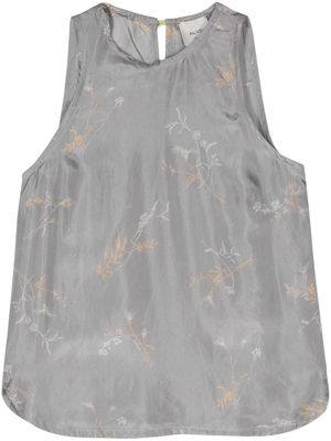 Alysi floral-print silk top - Grey