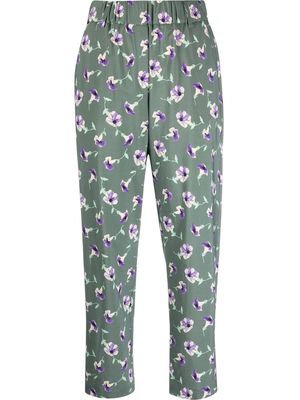 ALYSI floral-print slip-on straight trousers - Green