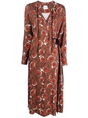 Alysi floral-print wrap shirt dress - Brown