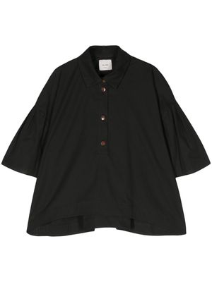 Alysi flounce-sleeves poplin shirt - Black