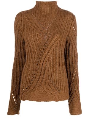 Alysi funnel-neck knitted jumper - Brown