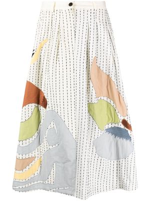 Alysi graphic-print cotton midi skirt - White