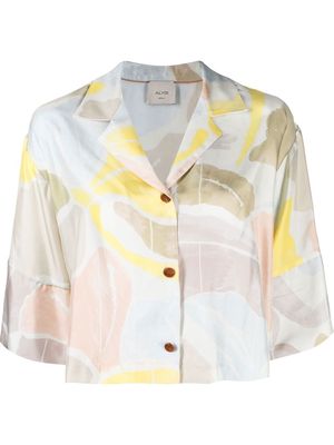 Alysi graphic-print notched-collar blouse - Neutrals
