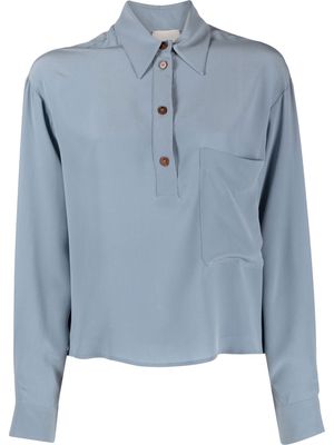 Alysi half button-up silk shirt - Blue