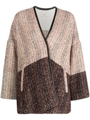 ALYSI herringbone-knit cardigan jacket - Brown