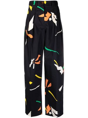Alysi high-waisted graphic-print trousers - Black