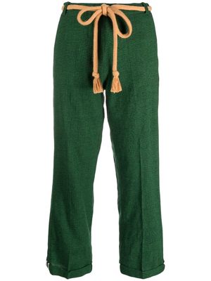 Alysi houndstooth-pattern straight-leg trousers - Green