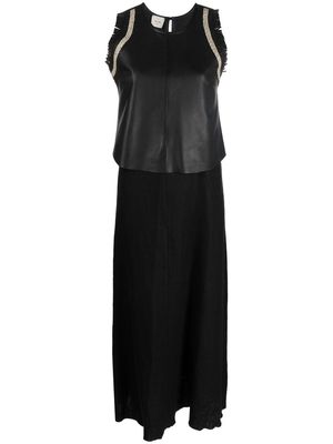 Alysi leather-top long dress - Black
