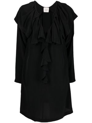 Alysi long-sleeve silk shift dress - Black