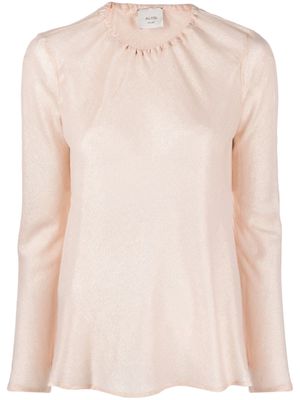 Alysi lurex-detail long-sleeve blouse - Pink