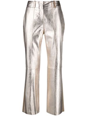 Alysi metallic flared leather trousers - Neutrals