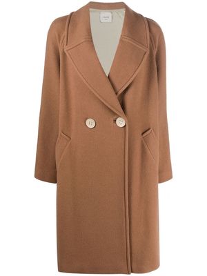 Alysi mid-length double breasted coat - Brown