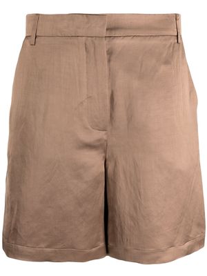 Alysi mid-rise linen-blend shorts - Brown