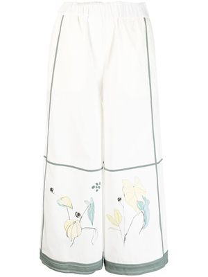 Alysi painterly-floral-print palazzo pants - White