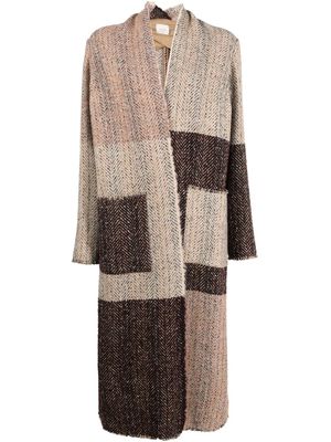 ALYSI patchwork chunky-knit long cardigan - Pink
