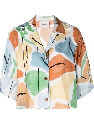 Alysi patterned short-sleeved silk shirt - Neutrals