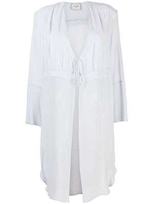 Alysi pleat-detail tie-fastened coat - Blue