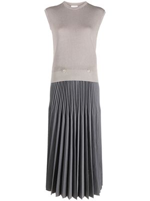 Alysi pleated long dress - Neutrals