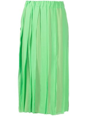 Alysi pleated silk midi skirt - Green