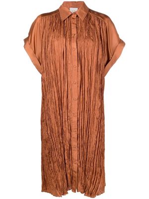 Alysi plissé-effect midi shirtdress - Brown