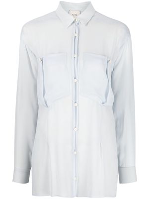 Alysi pocket long-sleeve silk shirt - Blue