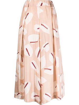 ALYSI printed silk midi skirt - Pink