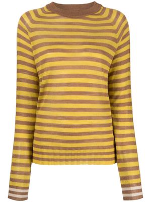 Alysi round-neck striped knitted top - Yellow