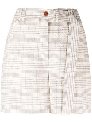 Alysi seersucker plaid-pattern shorts - Neutrals