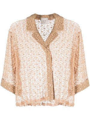 Alysi short-sleeve lace blouse - Neutrals