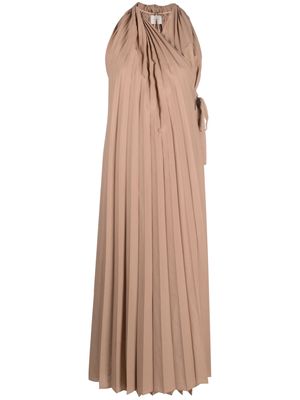 Alysi sleeveless pleated dress - Brown