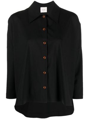 Alysi straight-point collar wool shirt - Black